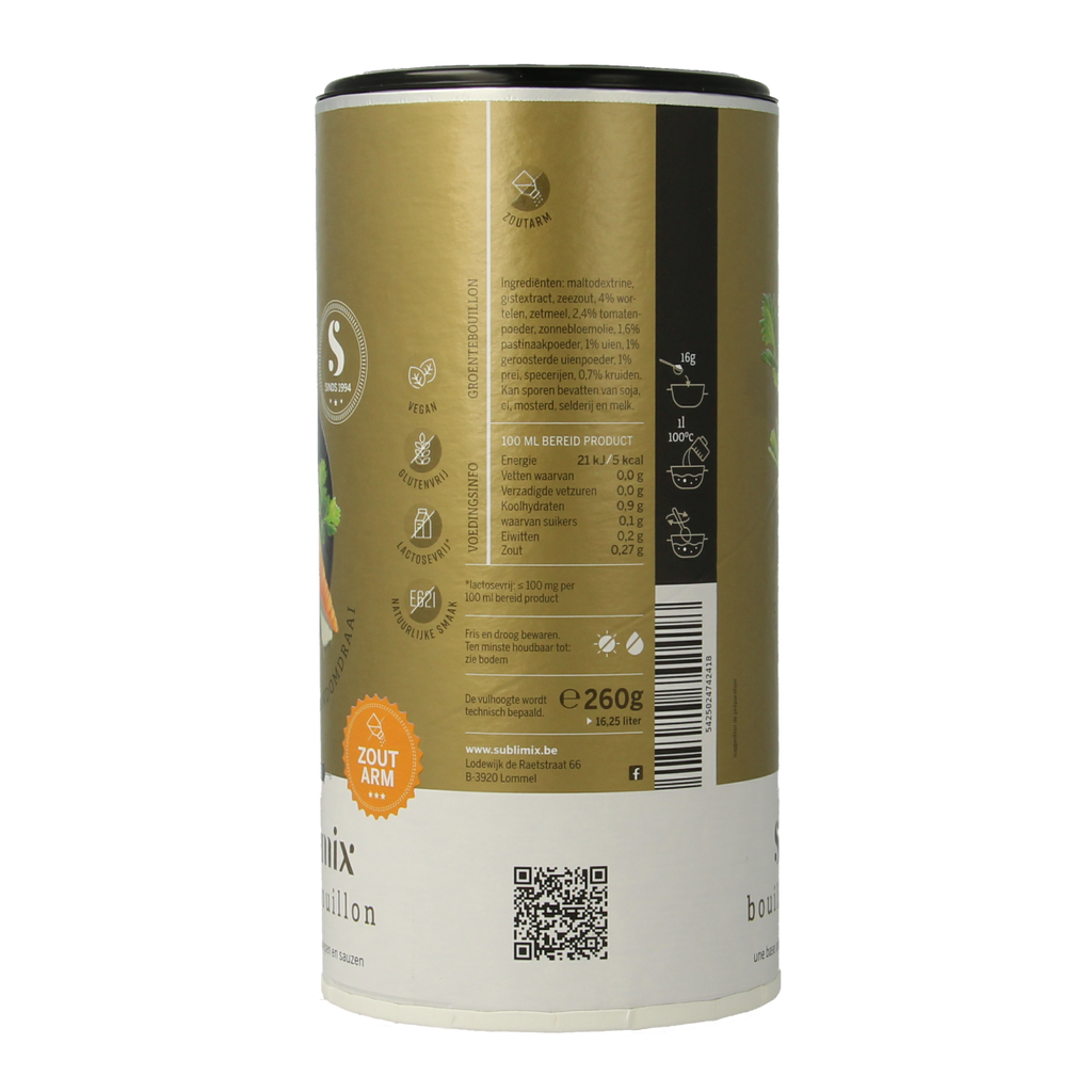 Sublimix Groentebouillon zoutarm glutenvrij 260.00 Gram