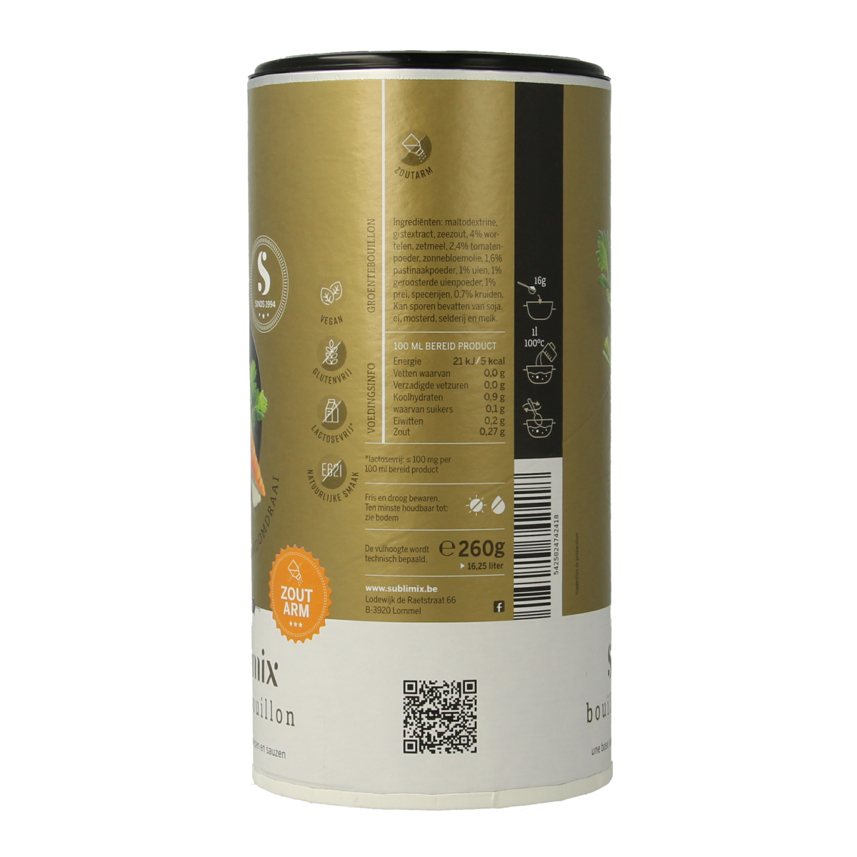 Sublimix Groentebouillon zoutarm glutenvrij 260.00 Gram