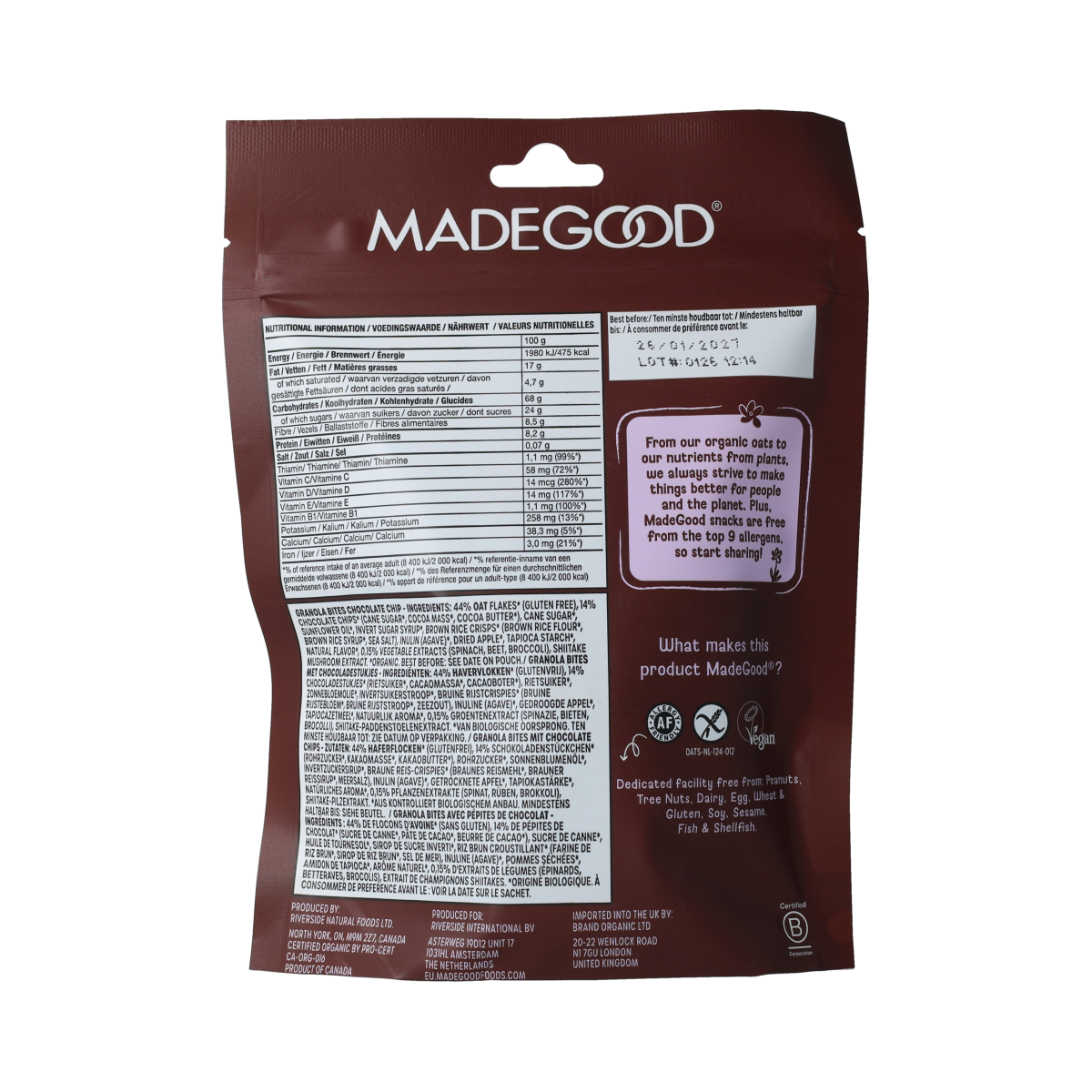 Made Good Granola minis chocolate chip bio 100.00 Gram