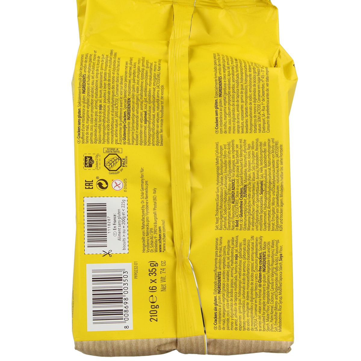 Schar Crackers glutenvrij 210.00 Gram