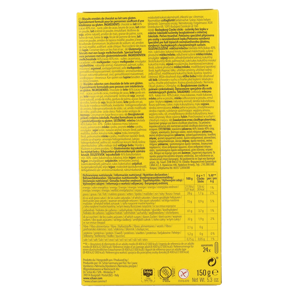 Schar Ciocko sticks glutenvrij 150.00 Gram