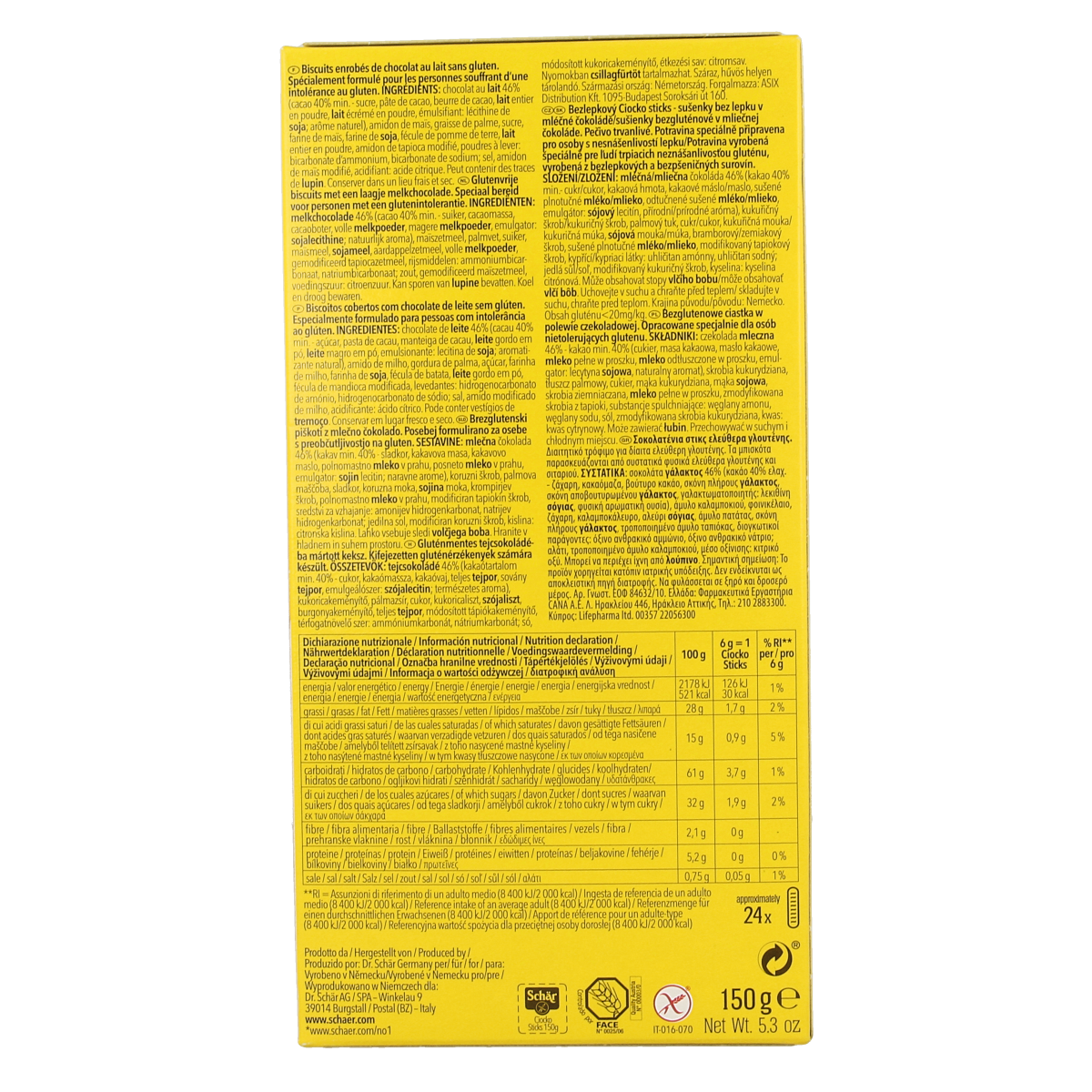 Schar Ciocko sticks glutenvrij 150.00 Gram