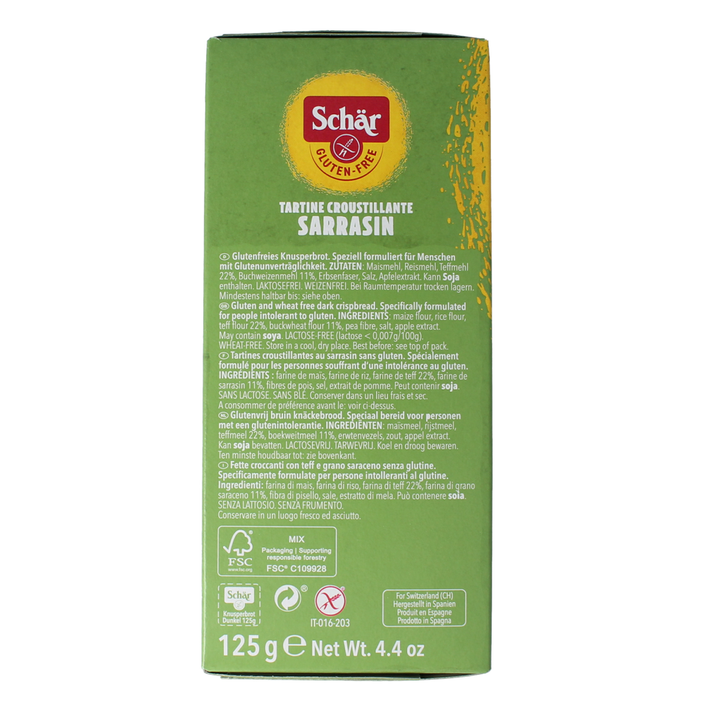 Schar Fibre crispbread/crackers glutenvrij 125.00 Gram