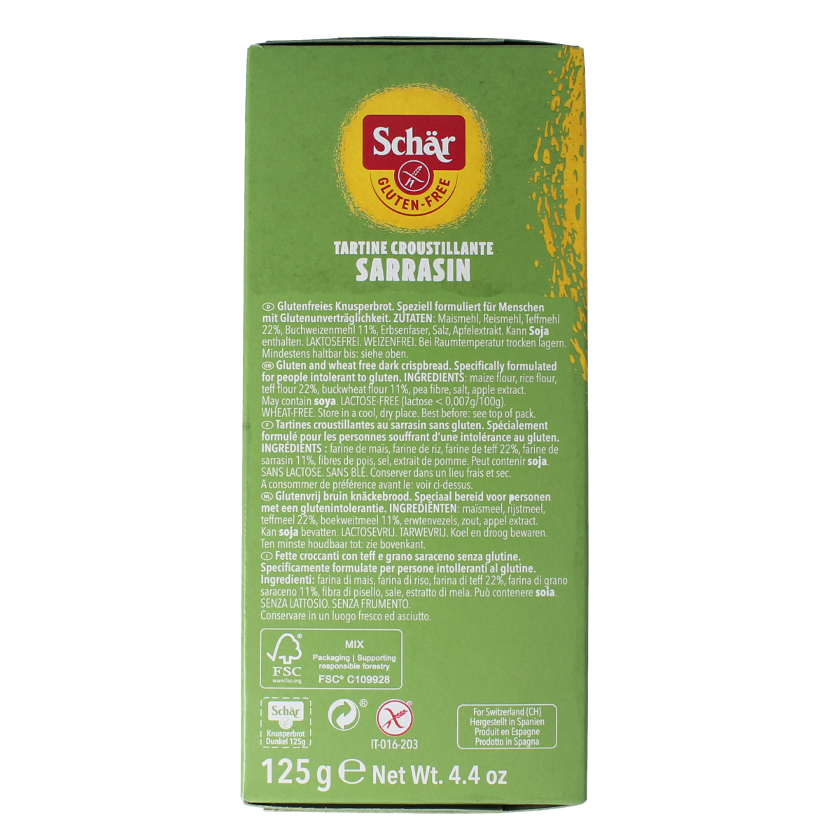 Schar Fibre crispbread/crackers glutenvrij 125.00 Gram