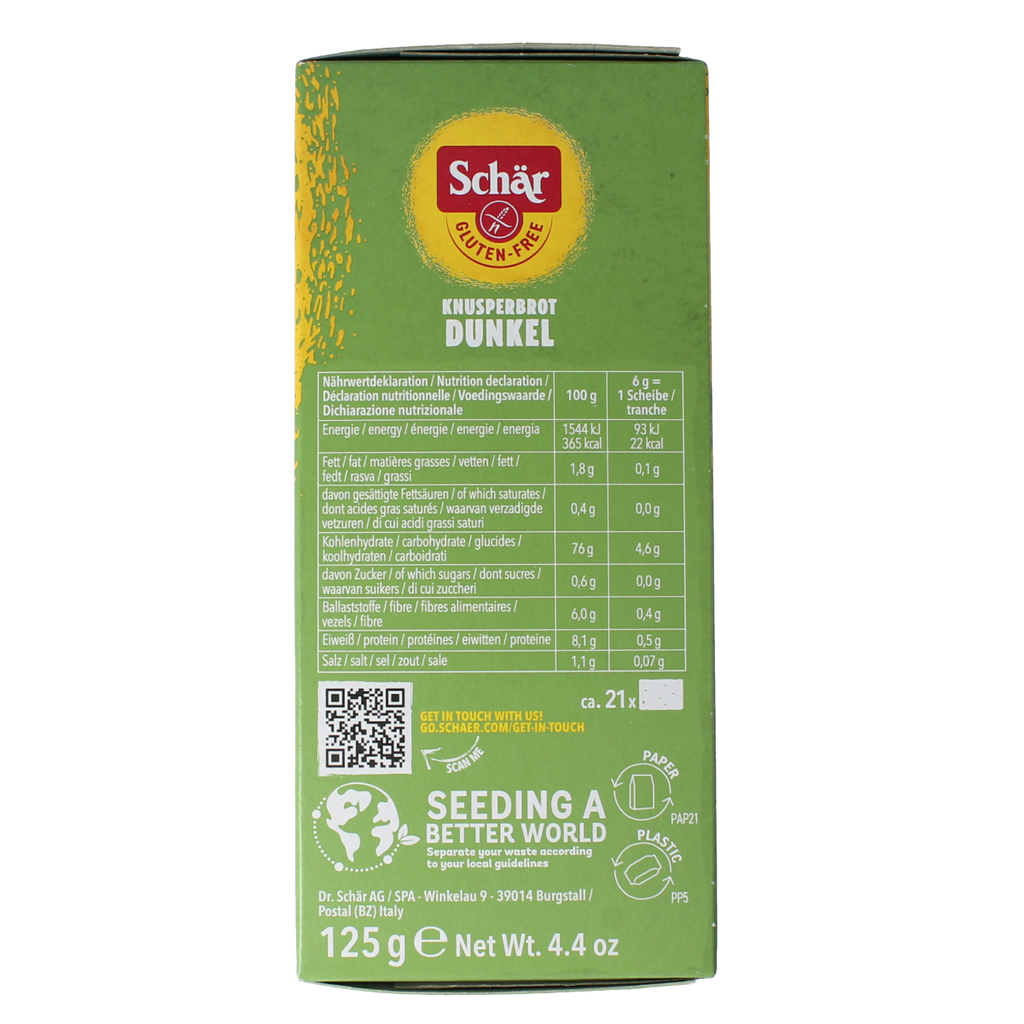 Schar Fibre crispbread/crackers glutenvrij 125.00 Gram