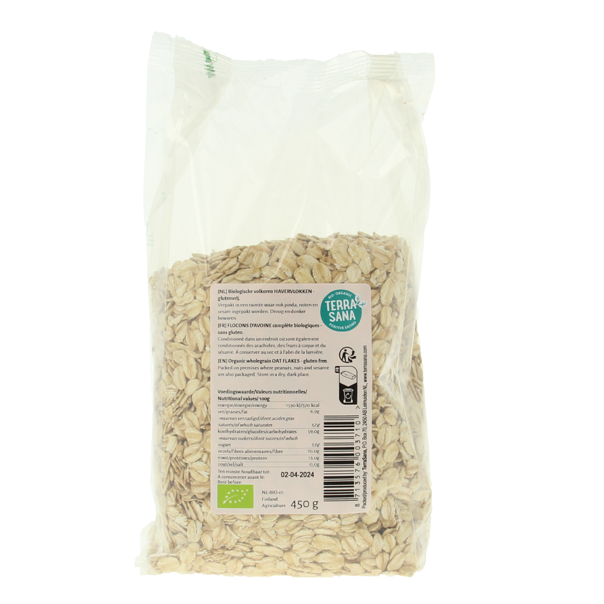 TerraSana Havervlokken glutenvrij bio 450.00 Gram