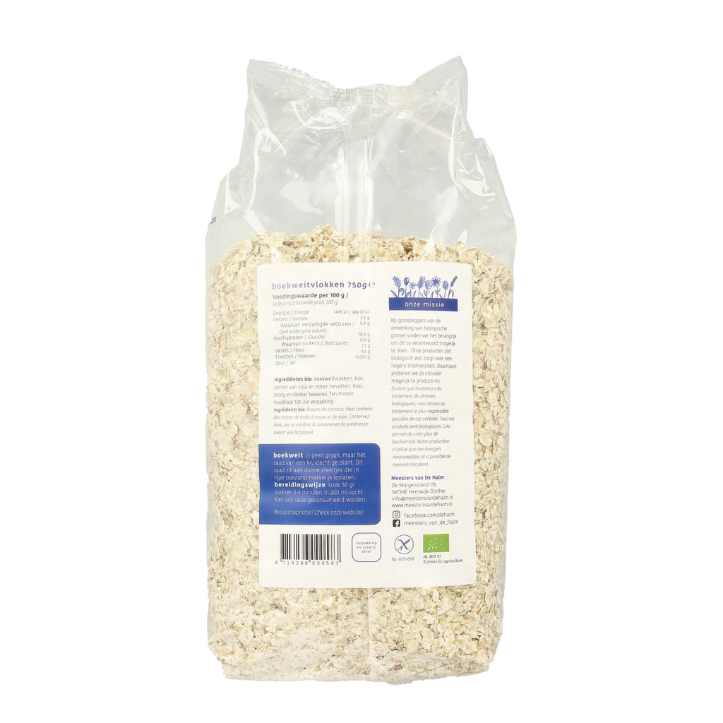 De Halm Boekweitvlokken glutenvrij bio 750.00 Gram