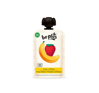Beplus Squeezable Fruit 100% strawberry banana organic